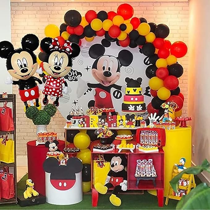2pc Mickey Birthday Party Foil Balloons，Mickey Party Decorate Supplies