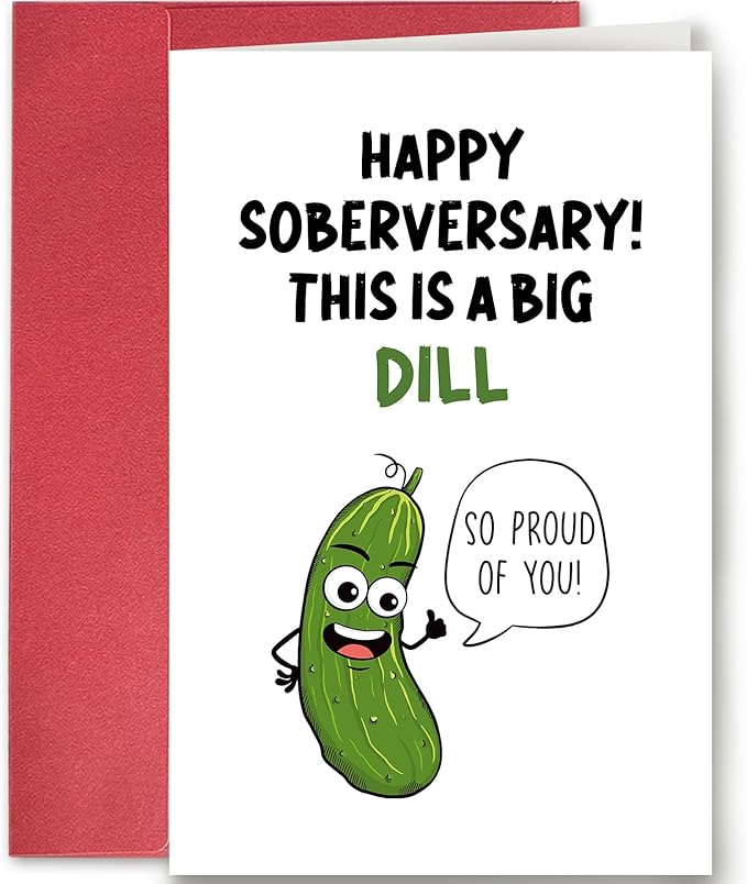 SuperShunhu Funny Sobriety Card for Him Her, Humorous Sober Card for Women Men, Sober Anniversary Card for Friends Family, Happy Soberversary Card, Adorable One Year Sober Card