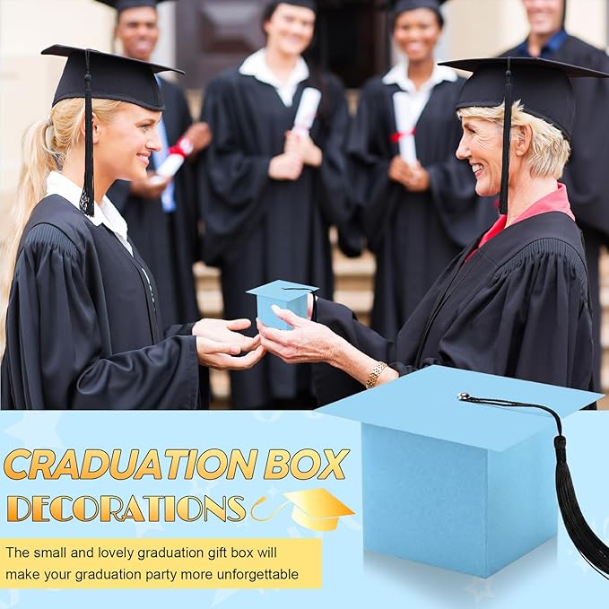 TaoBary 12 Pieces Graduation Candy Box Graduation Decorations Party Gift Boxes Graduate Cap Box Candy Chocolate Cookie Supplies for Ceremony Party(Blue)