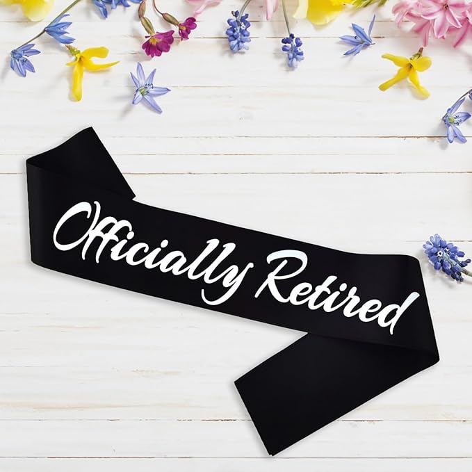 Officially Retired Sash, Reitrement Sash for Men and Women Retirement Party Decorations Supplies, Black + Silver(Officially Retired)