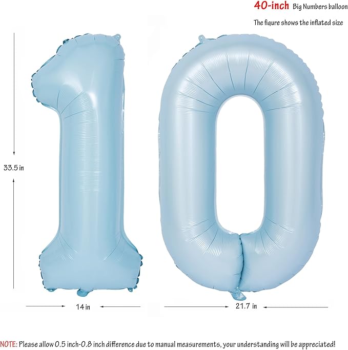 40 In Matte Blue Number Balloons Helium Foil Mylar Balloon Birthday Party banquet Decoration Digital 10