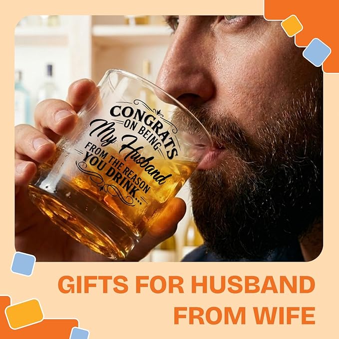 NewEleven Valentines Gifts For Husband - Husband Anniversary, Birthday Gift, Meaningful Gift For Him - Funny Gifts, Whiskey Present For Husbands From Wife, Her - Whiskey Glass