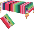 Hxezoc Disposable Plastic Mexican Serape Tablecloths, 54 x 108 Inch Mexican Striped Party Table Cover for Wedding Birthday Decorations Outdoor Indoor Party Supplies