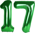 40 Inch Green Number 17 Digital Balloon,Jumbo Mylar Foil Helium Balloon for 17 Balloons for Birthday Party,Wedding Anniversary Party Decorations