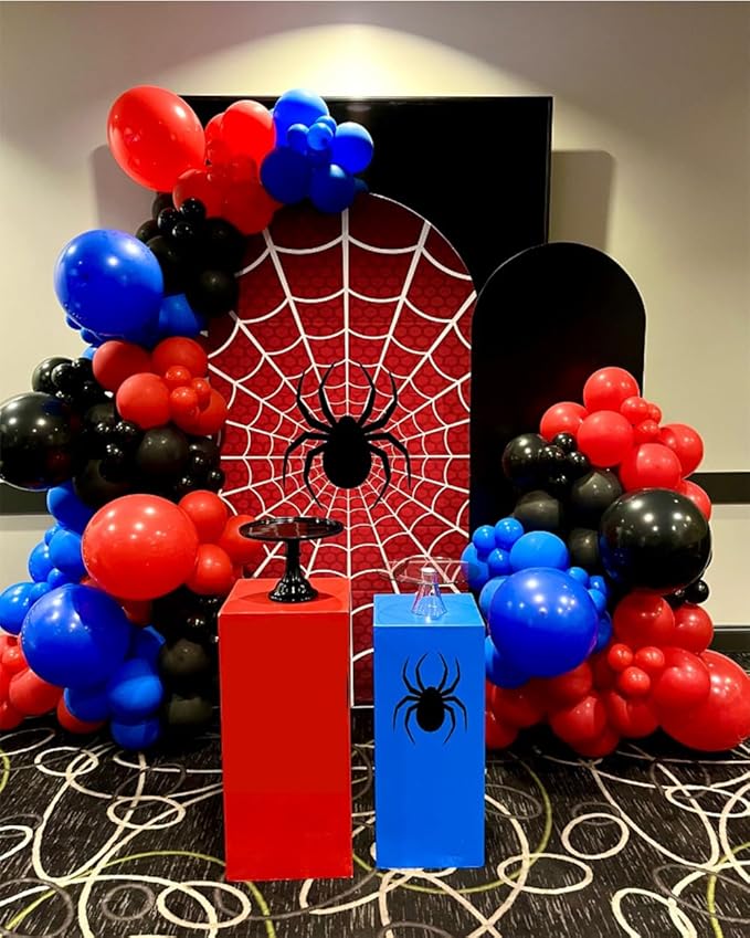 Spider Balloon Arch Garland Kit - 151Pcs Spider Theme Birthday Decorations Royal Blue Black Red Silver Spider Arch Kit for Man Baby Shower Super Spider Hero Theme Boys Kids Party Decorations