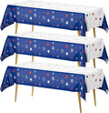 Patriotic Tablecloth Decorations for 4th of July Independence Day, American Flag Plastic Disposable Rectangle Memorial Day Table Cover for Patriotic Themed Party Supplies, 54 x 108 Inch,3 Pack
