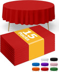 Red Plastic Table Cloth Round Table 15 Pack, 84'' Tablecloth for Round Tables, Table Cloth for Disposable Use, Table Cover for Holiday Party, Gathering
