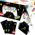 Tatuo 3 PCS Video Game Table Cover, Game Theme Birthday Decoration Plastic Table Cloth Party Supplies for Boys Girls Kids Player Geek Party Decorations, 54 x 108 Inch (Cool Black)