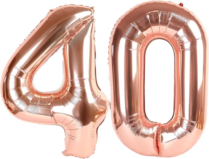 40 Balloon Number, Rose Gold Number 40th Birthday Balloons 40 Inch, 40 Years Old Rose Gold Birthday Decorations for Men Women, 40th Anniversary Decorations