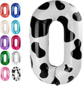 Cow Print 40 Inch 0 Number Balloons, 0 Decorations for 10 20 30 40 50 60 70 80 90 100Birthday, Foil Giant Birthday Graduations Anniversary Party Balloons