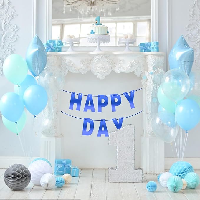 116 Pcs DIY Glitter Customizable Kit - Custom Banner with 111 Letters, Numbers, 3 Rope, 2 Threading Devices for Personalized Decor - Birthday Banner (Bright Blue)