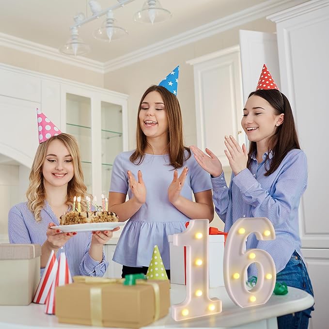 16th Birthday Decorations for Girls Boys,Sweet 16 Party Decorations for Centerpieces Table,Light Up Numbers Sweet 16 Sign for Party Backdrop Wall Decor for 16th Wedding Anniversary Decoration