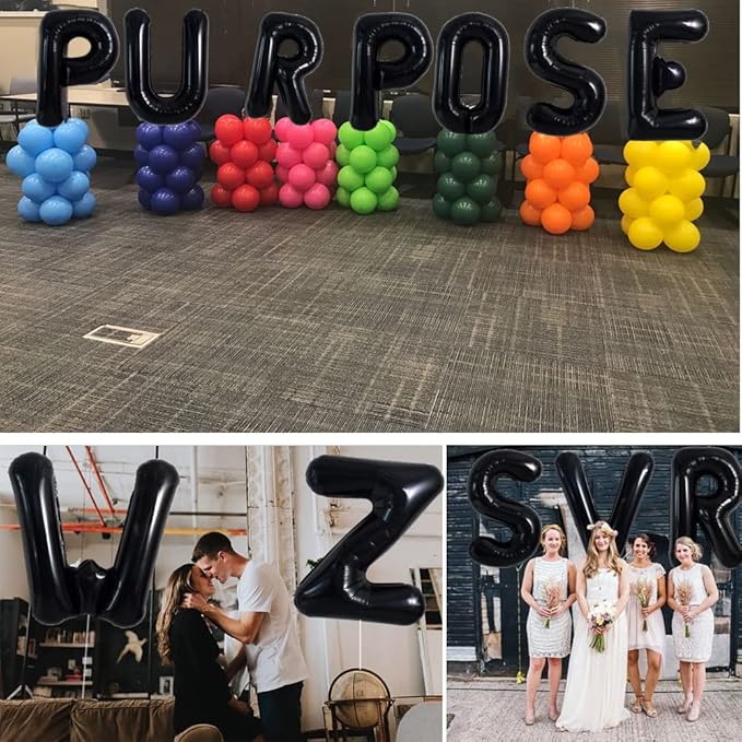 TONIFUL 40 Inch Large Black G Letter Balloon - Jumbo Helium Foil Mylar Big Alphabet for 2026 New Year Eve Graduation Wedding Baby Shower Birthday Party Anniversary Supplies Decorations