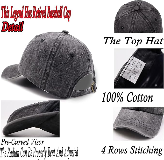 KKMKSHHG Funny Retirement Gifts for Men and Women, This Legend Has Retired Baseball Cap