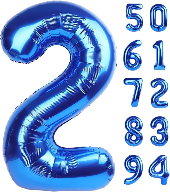 Navy Blue 2 Balloon, Number Balloon 40 Inch, Two Number Birthday Decorations, Second 2nd Birthday Party Supplies, Number 2