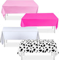 Disco Cowgirl Birthday Decorations Set 4 Pieces Western Cowgirl Disco Tablecloth Tabledecor Pink Plastic Disposable Table Cover for Cowgirl Theme Birthday Bachelorette Disco Party Supplies (4, Pink)