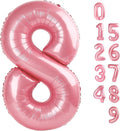 40 Inch Number 8 Balloon, Pastel Pink 8 18 28 80 Birthday Balloons for Men Boys, 8th Birthday Decorations Party Supplies, Wedding, Graduations