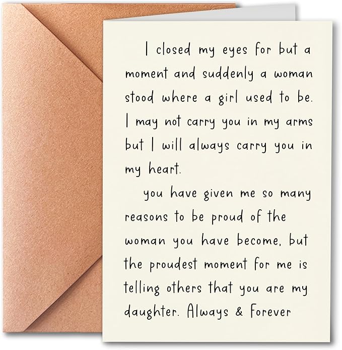 Daughter Birthday Card from Parents, Sweet Poetic Cards from Proud Parents, I Love You, You Are My Daughter Always and Forever, Decorations for Gril, Proud of You card