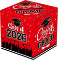 Graduation Card Box 2026 - Congrats Grad Card Boxes Holder, Red Class of 2026 Graduation Gift Cards Box for Graduation Party Decorations 2026 Favors Decor Supplies Props,9x 9 x 9 inches