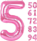 Pink 5 Balloon, Number Balloons 40 Inch, 5th Birthday Balloon Decorations, Pink Party Supplies, 5 Number Balloons, Number 5 Balloon