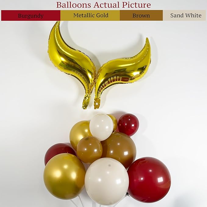 137PCS Magical Balloon Arch Garland Kit, Burgundy Gold Brown White Balloons with Golden S-Wing Foil Balloons, for Magic Birthday Party Decorations, Baby Showers, and Fantasy-Themed Parties