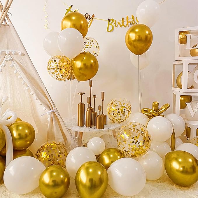 4 Sets Balloon Stand Kit, Balloon Sticks Holder Table Centerpiece with Gold Balloons for Christmas Graduation Birthday Wedding New Year 2026 Party Decorations(Gold)