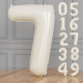 Cream Number 7 Balloons – 40 Inch Giant Foil Number Balloon, Light Cream Number Balloon for Birthday Anniversary Baby Shower Party Decorations