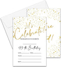 40th Birthday Invitations Cards, 4"x 6" White and Gold Confetti Birthday Party Invites with Envelopes for Party Decorations Supplies(20 Pieces) -D11