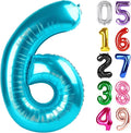 Light Blue Number 6 Balloon 40 Inch, 6th Birthday Party Decorations for Children, Giant 6 Foil Balloon for Party Supplies