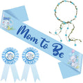 Chunful Elephant Theme Baby Shower Sash Mom to Be Sash and Dad to Be Pin Flower Crown for Gender Reveals Party Baby Shower Party Favors Decorations for Boys and Girls Pregnancy Props Gift (Blue)