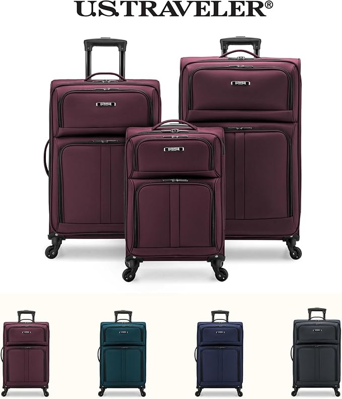 U.S. Traveler Anzio Softside Expandable Luggage with Spinner Wheels, Burgundy, 30-Inch Large