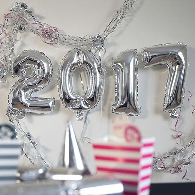 Glanzzeit 16 Inch Silver Foil Balloons Letters A to Z Numbers 0 to 9 for Prom Wedding Birthday Party Decor (Number 0)