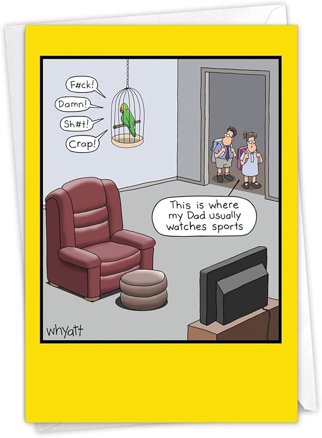 NobleWorks - 1 Hilarious Greeting Card for Birthday - Funny Birthday Cartoon, Comic Notecard - Sports Parrot C2660BDG