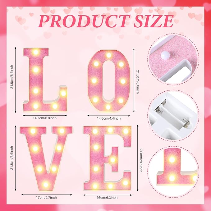 3 Pcs LED Marquee Light Up Letters Black Boo Sign Halloween Decorations Indoor Boo Halloween Lights for Home Kitchen Tabletop Fireplace Party Decoration (Pink Love)