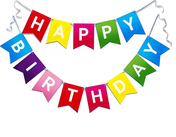 Happy Birthday Banner Birthday Sign for Backdrop Happy Birthday Decorations (Multicolor)