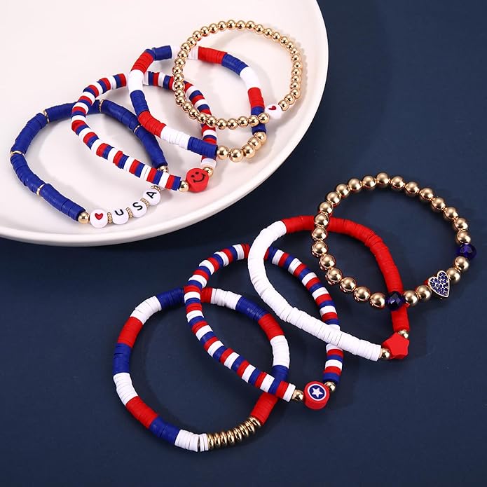Surfer Heishi Bracelets for Women Stackable Rainbow Vinyl Disc Clay Beaded Stretch Bracelets Elastic Layering Friendship Bracelets Boho Summer Beach Jewelry
