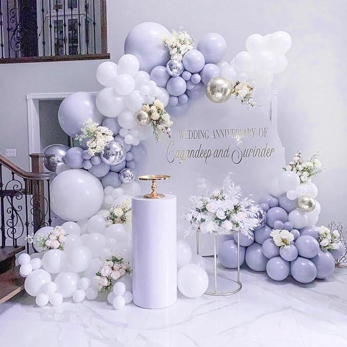 PartyWoo Dusty Blue Balloons 140pcs Different Sizes Pack of 18 12 10 5 Inch Boho Dusty Purple Muted Lavender Balloon Arch Kit for Baby Shower Anniversary Graduation Birthday Party Decorations Blue-F16