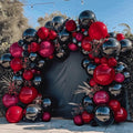 Black Red Balloons Thick Double Stuffed Black Burgundy Balloon Garland Arch Kit for Gothic Vampire Till Death Do Us Rip To Twenties Halloween Birthday Party Decorations
