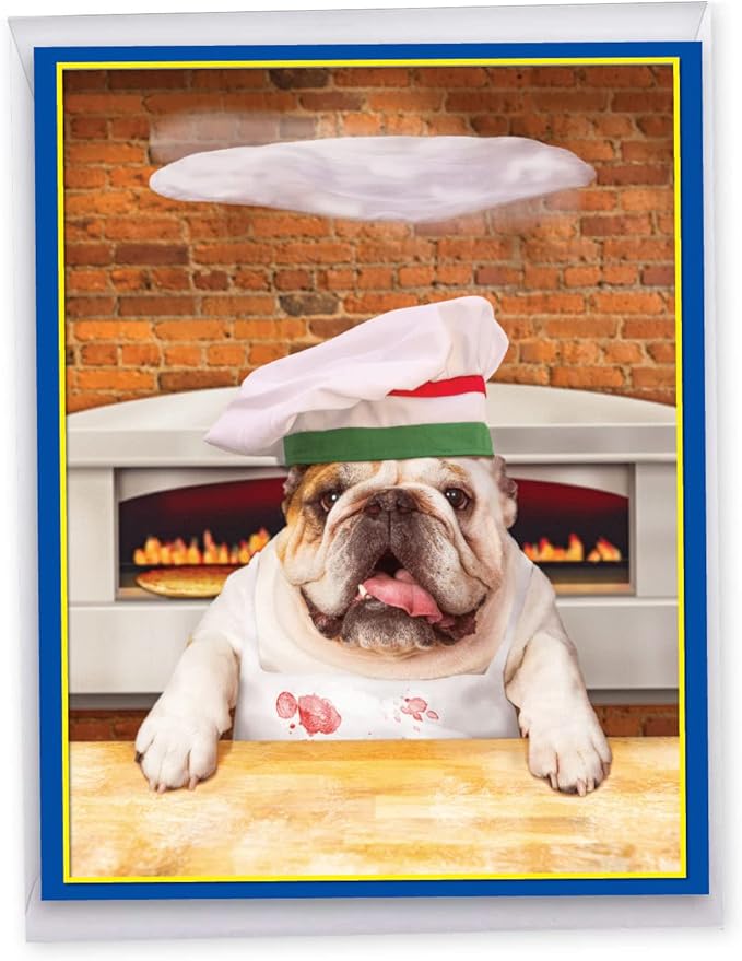 NobleWorks Extra Large Hysterical Birthday Greeting Card From Us 8.5 x 11 Inch with Envelope (1 Pack) Oversize Jumbo Bday Pizza Dog J3208BDG-US