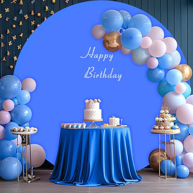 GALLETY Royal Blue 7.2FT Round Backdrop Cover for 5-7.2ft Stands - Polyester Adjustable Arch Decoration for Wedding, Party, Photography