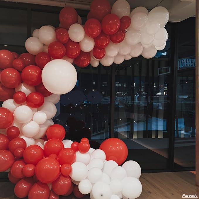 Red Balloon Garland Arch Kit, 120pcs Red White Balloon Arch Kit With 4d Foil Balloon Metallic Magenta Balloons For Mother Day Party Birthday Wedding Bridal Shower Anniversary Valentine's Day Decor
