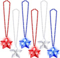 6 Pack 250th Anniversary 4th of July Party Favor LED Light Up Necklaces,Red White Blue Necklaces Accessories Decorations Party Supplies, Patriotic Stars Beads for Adults Kids National Independence Day