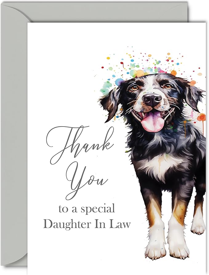 Thank You Cards for Daughter In Law - Party Dog - Thankyou Cards for Daughter In Law from Father In Law Mother In Law, Heartfelt Appreciation Card 5x7 Inch Thank You So Much Greeting Cards