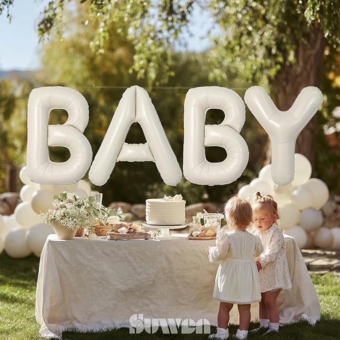 SUWEN 40 Inch Cream Large N Letter Balloons Big Foil Helium Letter Balloons A-Z Jumbo Mylar Happy Birthday Party Decorations for Girl Anniversary Party Supplies