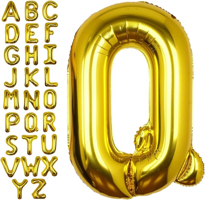 40Inch Gold Letter Q Balloon Foil Helium Letter Balloons A-Z Giant Large Mylar Big Party Balloon for Birthday Party Decorations