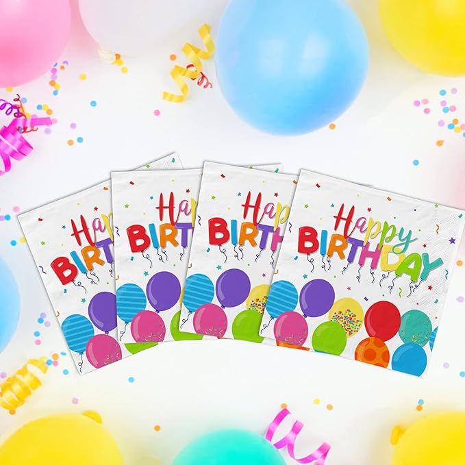 Birthday Party Supplies Disposable Paper Plates Napkins Cups for Kid’s Birthday Party Decorations, Serve 16