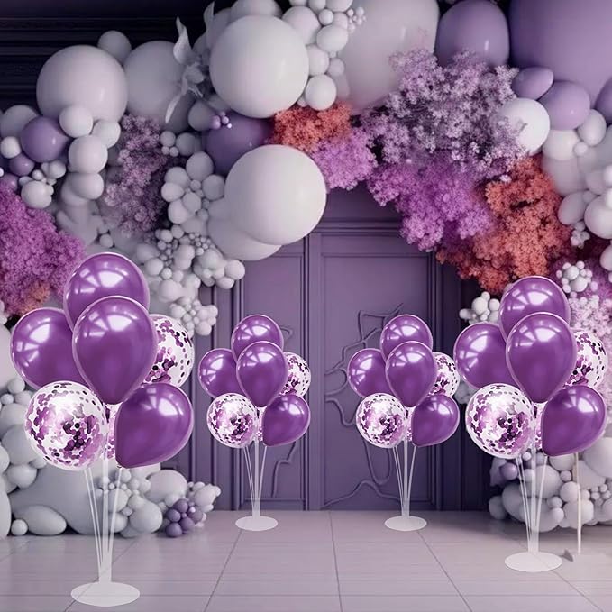 Purple Balloon Stand Centerpiece Table Decorations for Birthday Bridal Shower Wedding Engagement Mother's Day Graduation Halloween Party Decorations New Years Eve 2026(Purple set4)