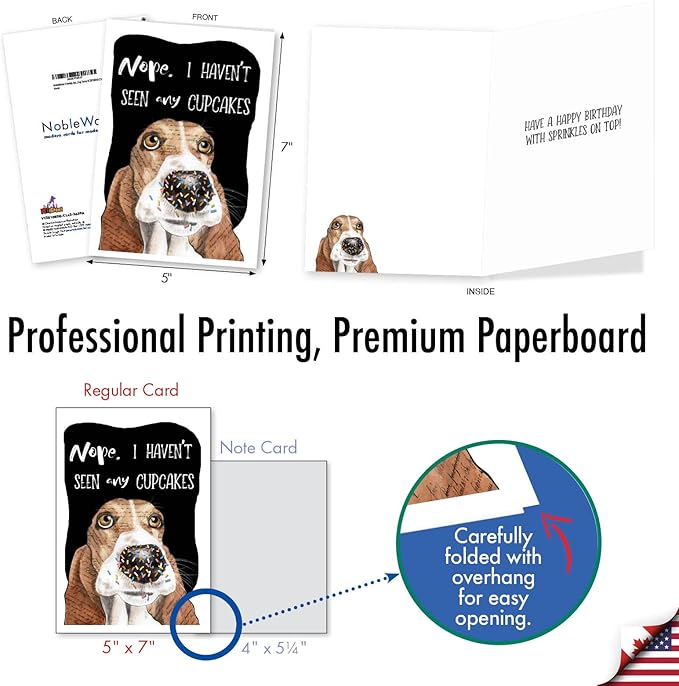 NobleWorks Assorted 3 Pack of Hilarious Puppy Birthday Cartoons Greeting Cards with 5 x 7 Inch Envelopes (3 Designs, 1 Each) Dog Toons VC2810BDG-C1x3