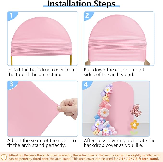 HEMMOTOP Pink Arch Backdrop Cover 7.2 ft (No Arch Stand), Spandex Arch Covers Stretchy Backdrop for Balloon, Birthday Party, Party, Ceremony, Valentine's Day, Baby Shower, Banquet Arch Decoratio