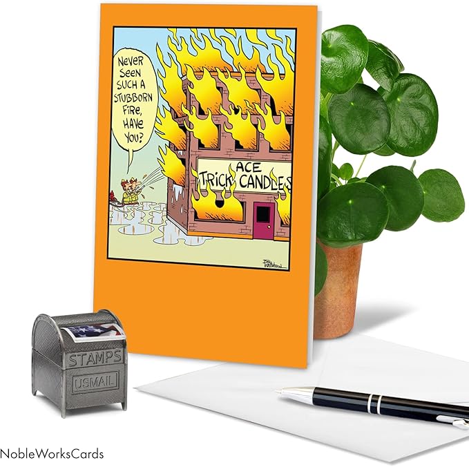 NobleWorks - 1 Awesome Birthday Greeting Card - Cartoon Art, Happy Funny Bday Note - Trick Candles C6067BDG